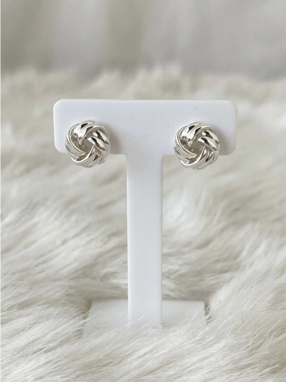 Napier Silver Tone Knot Stud Earrings Classic Vintage Style NWT